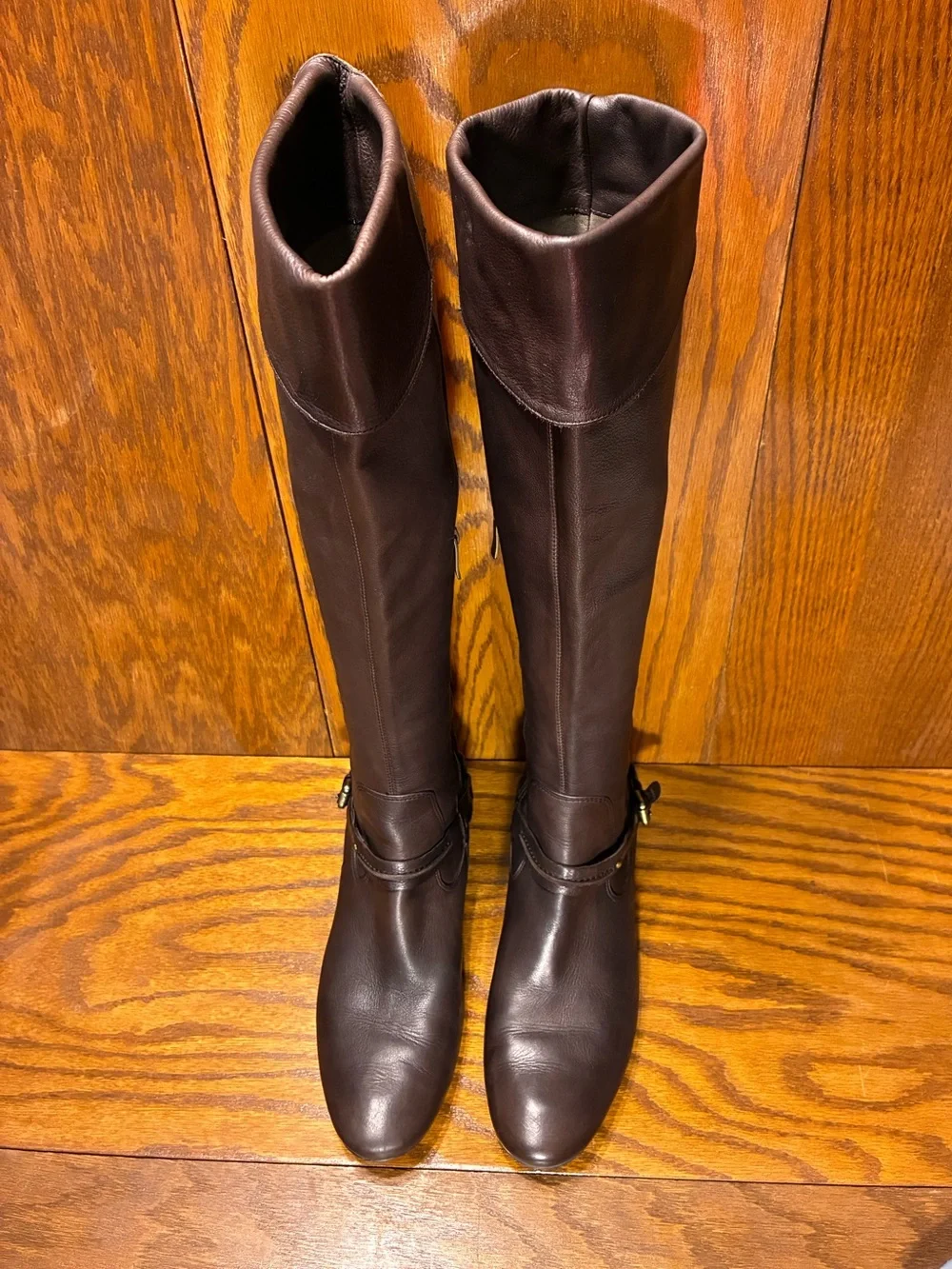 Y2K VTG Via Spiga Over The Knee Fold Over Cuff Hidden Wedge Riding Boots Brown